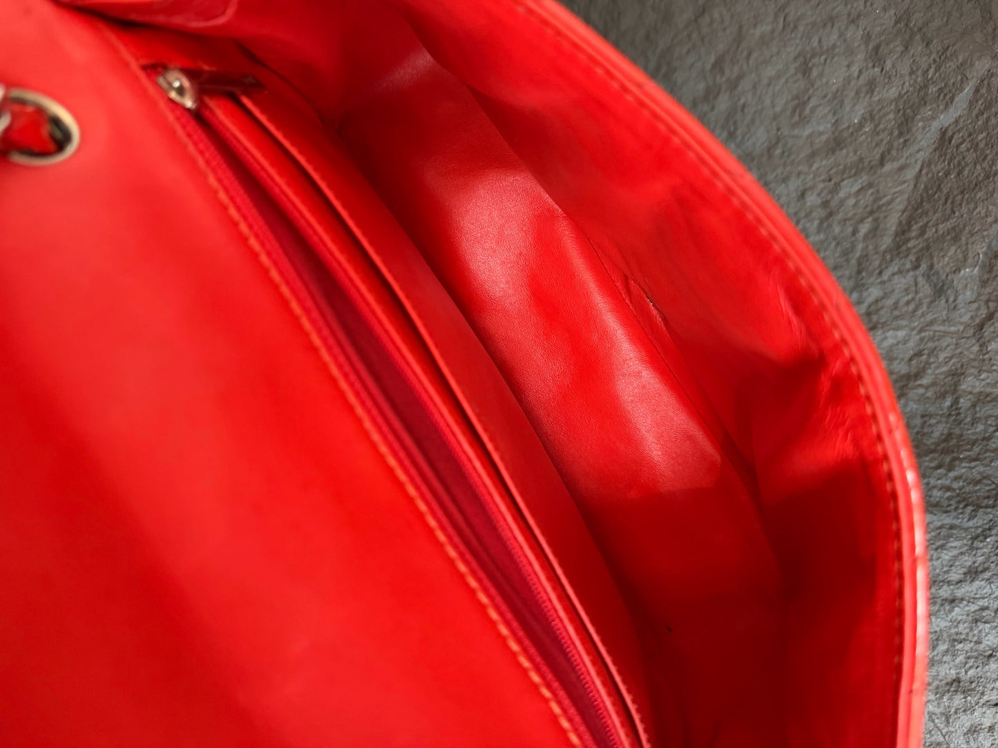 Chanel - Classic Flap - Patent leather - Orange - (Large)