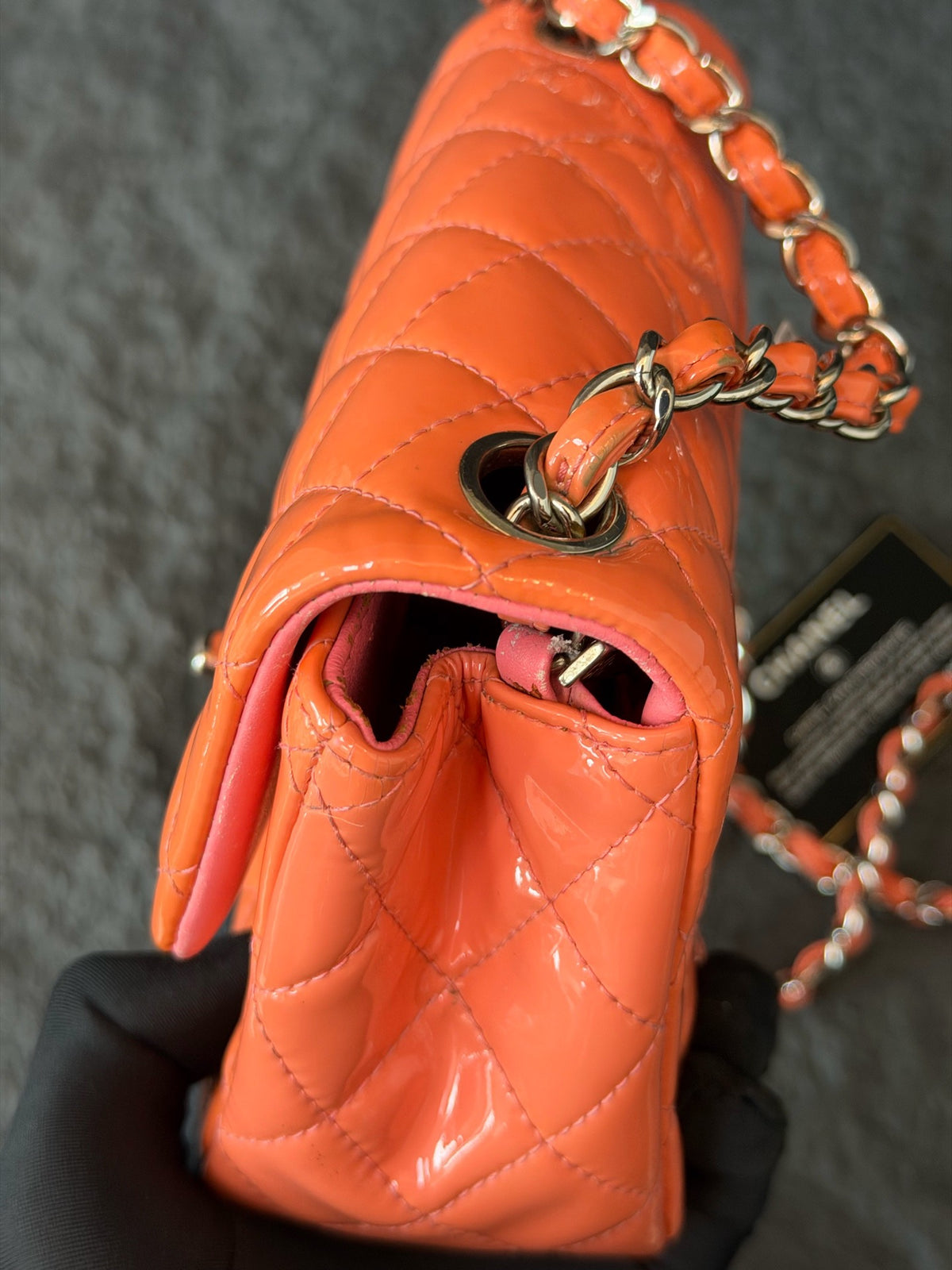 Chanel - Classic Flap - Patent leather - Orange - (mini)