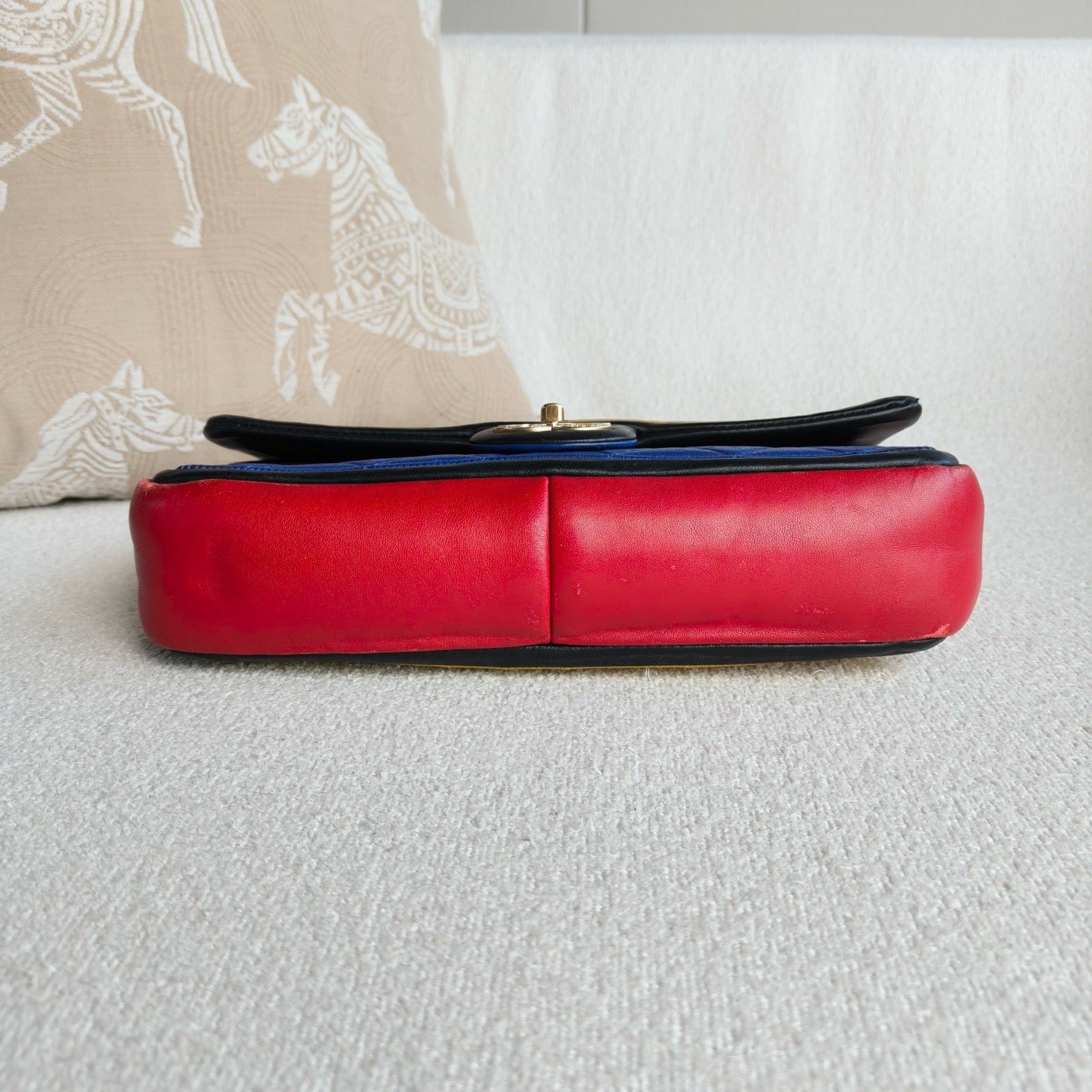 Chanel - Classic Flap Seasonal Color-block Chain Bag - Cowhide leather - Multicolour (Red, Yellow, Blue) - (medium)