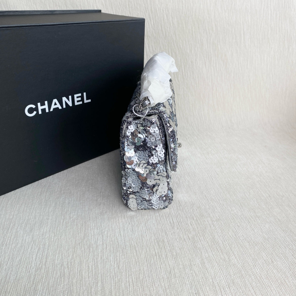 Chanel - Classic Flap - Sequins - Silver - (mini)