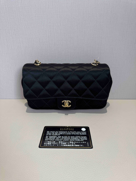 Chanel - Classic Flap - Silk - Black - (mini)