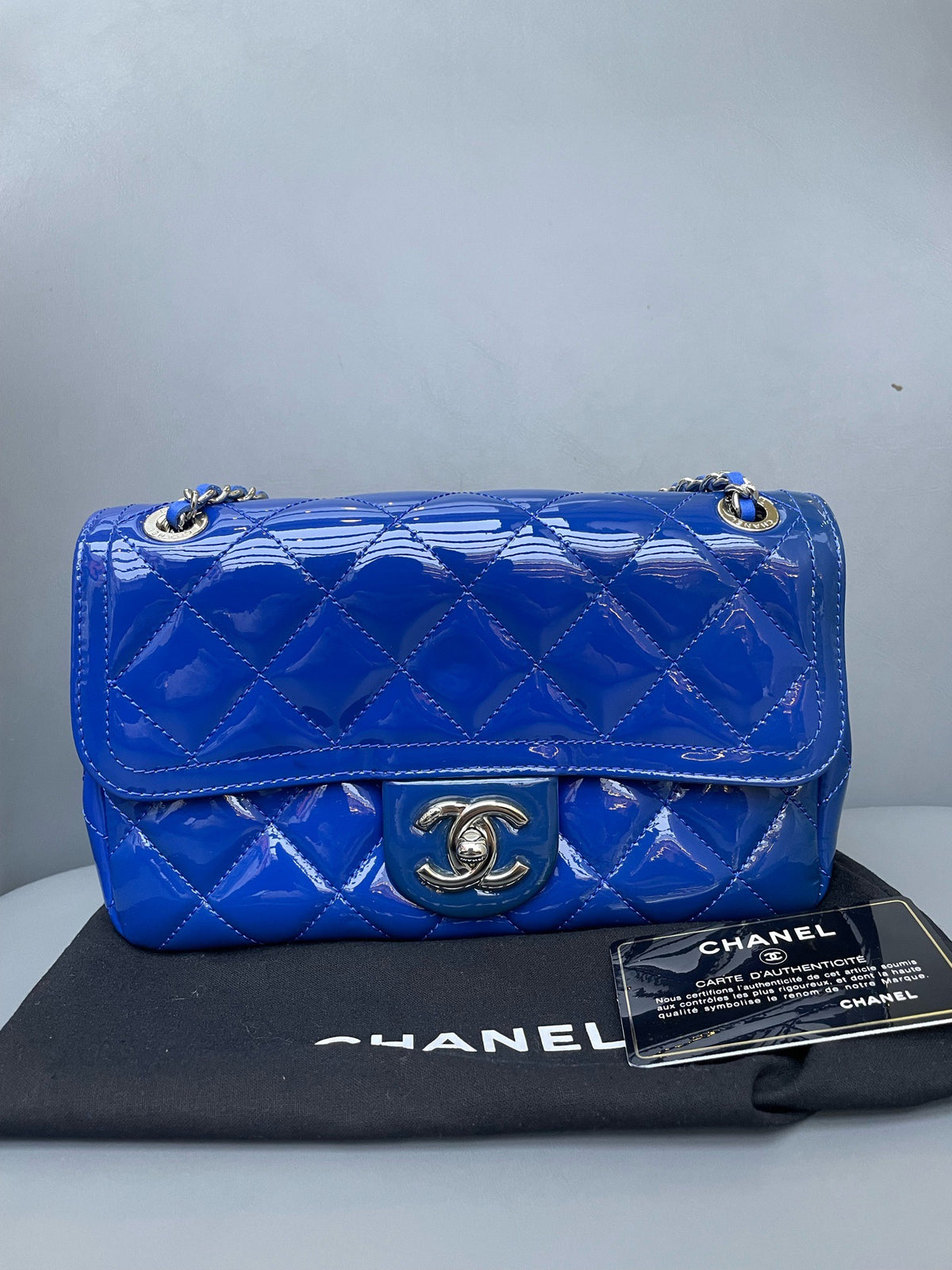 Chanel - Classic Flap Small - Patent leather - Blue - (small)