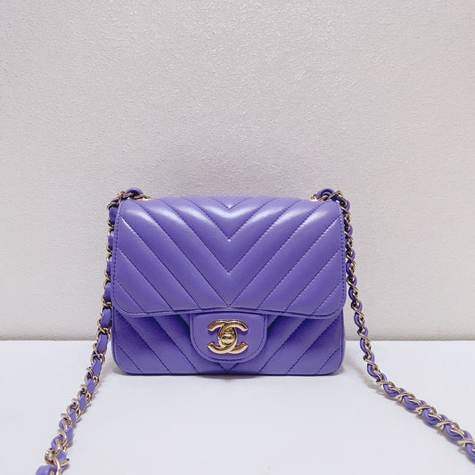Chanel - Classic Flap Square Mini - Lambskin leather - Purple - (mini)