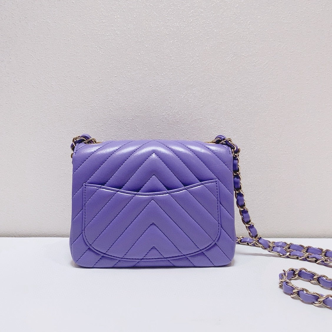 Chanel - Classic Flap Square Mini - Lambskin leather - Purple - (mini)
