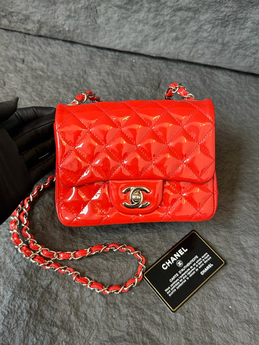 Chanel - Classic Flap Square Mini - Patent leather - Pink - (mini)