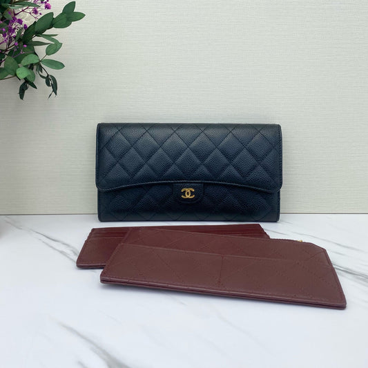 Chanel - Classic Flap Three-in-One Wallet/Clutch - Caviar leather - Black - (medium)