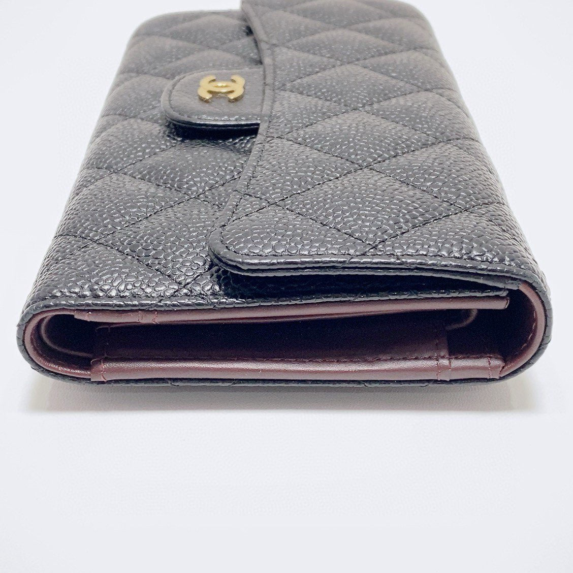 Chanel - Classic Flap Trifold Wallet - Grained calfskin leather - Black with Gold-Tone Hardware - (Small)