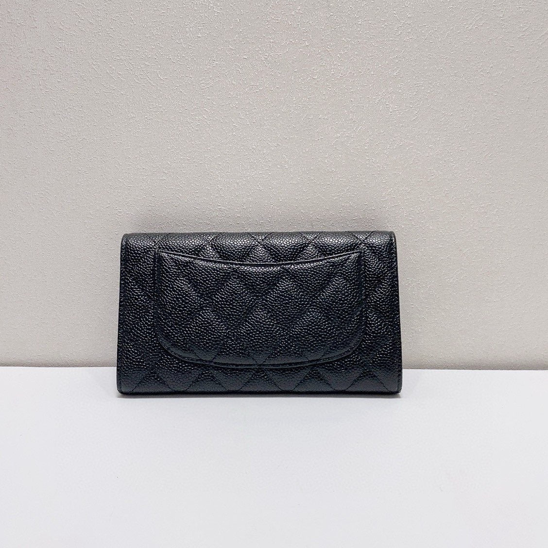 Chanel - Classic Flap Trifold Wallet - Grained calfskin leather - Black with Gold-Tone Hardware - (Small)