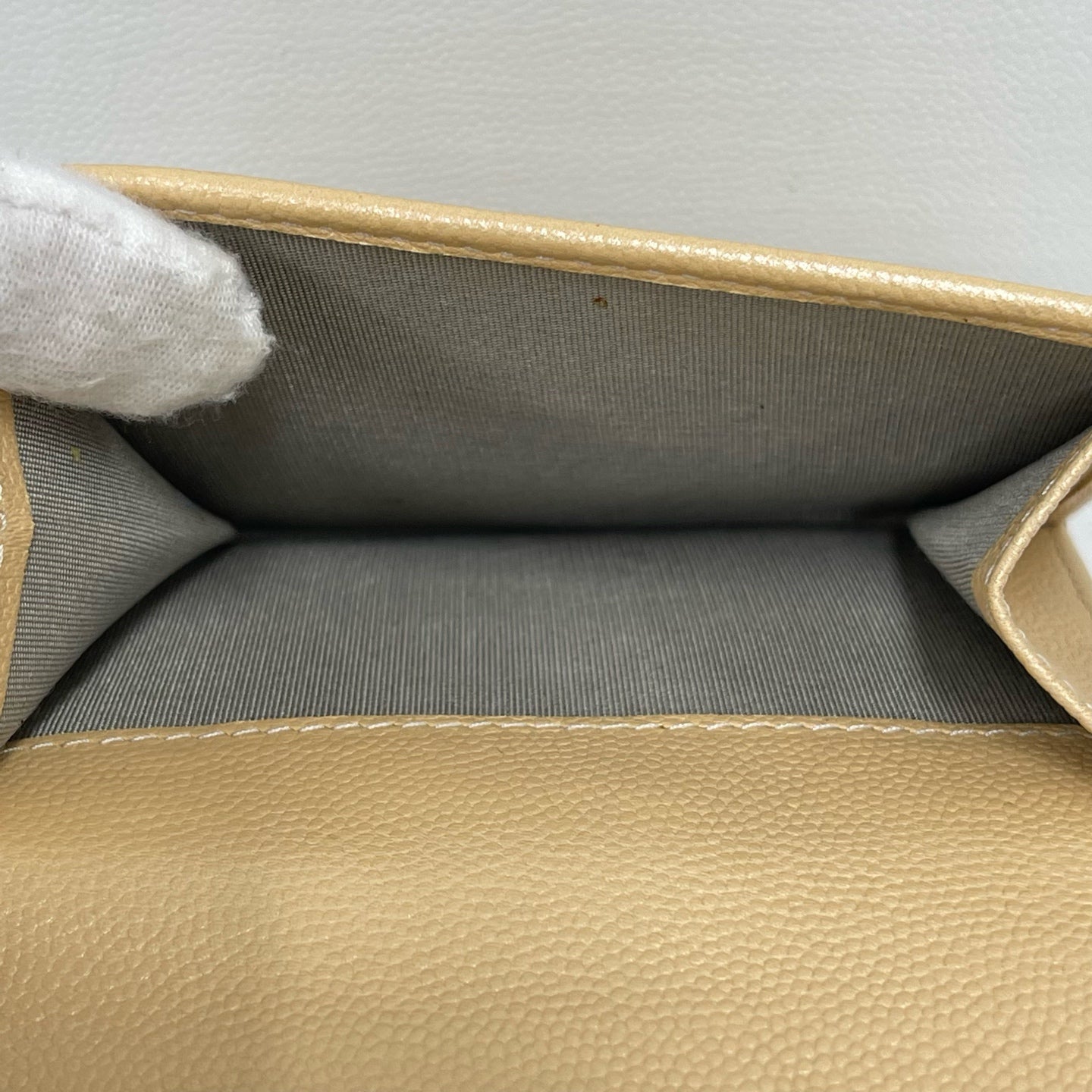 Chanel - Classic Flap Wallet - Grained calfskin leather - Beige with Silver-Tone Hardware - (small)