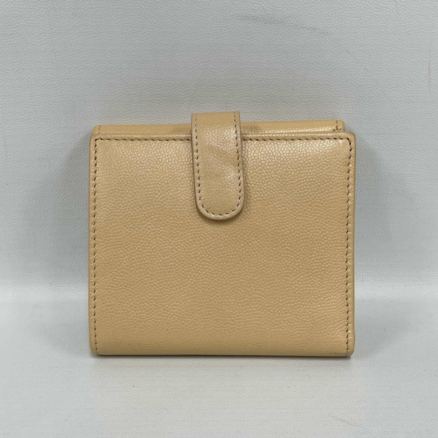 Chanel - Classic Flap Wallet - Grained calfskin leather - Beige with Silver-Tone Hardware - (small)