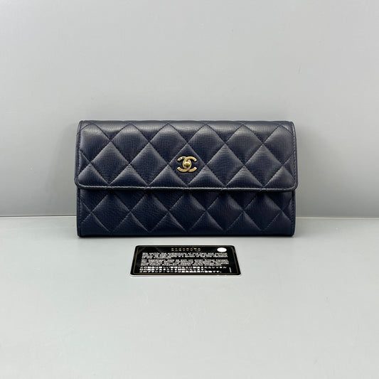 Chanel - Classic Flap Wallet - Leather - Navy