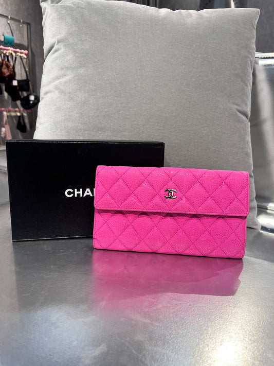 Chanel - Classic Flap Wallet - Leather - Pink