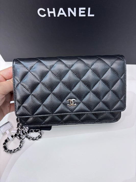 Chanel - Classic Flap Wallet on Chain - Leather - Black - (mini)