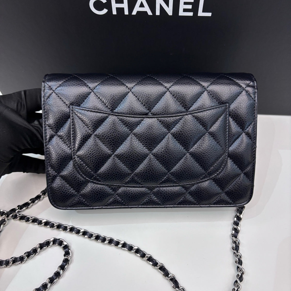 Chanel - Classic Flap Wallet on Chain - Leather - Black - (mini)