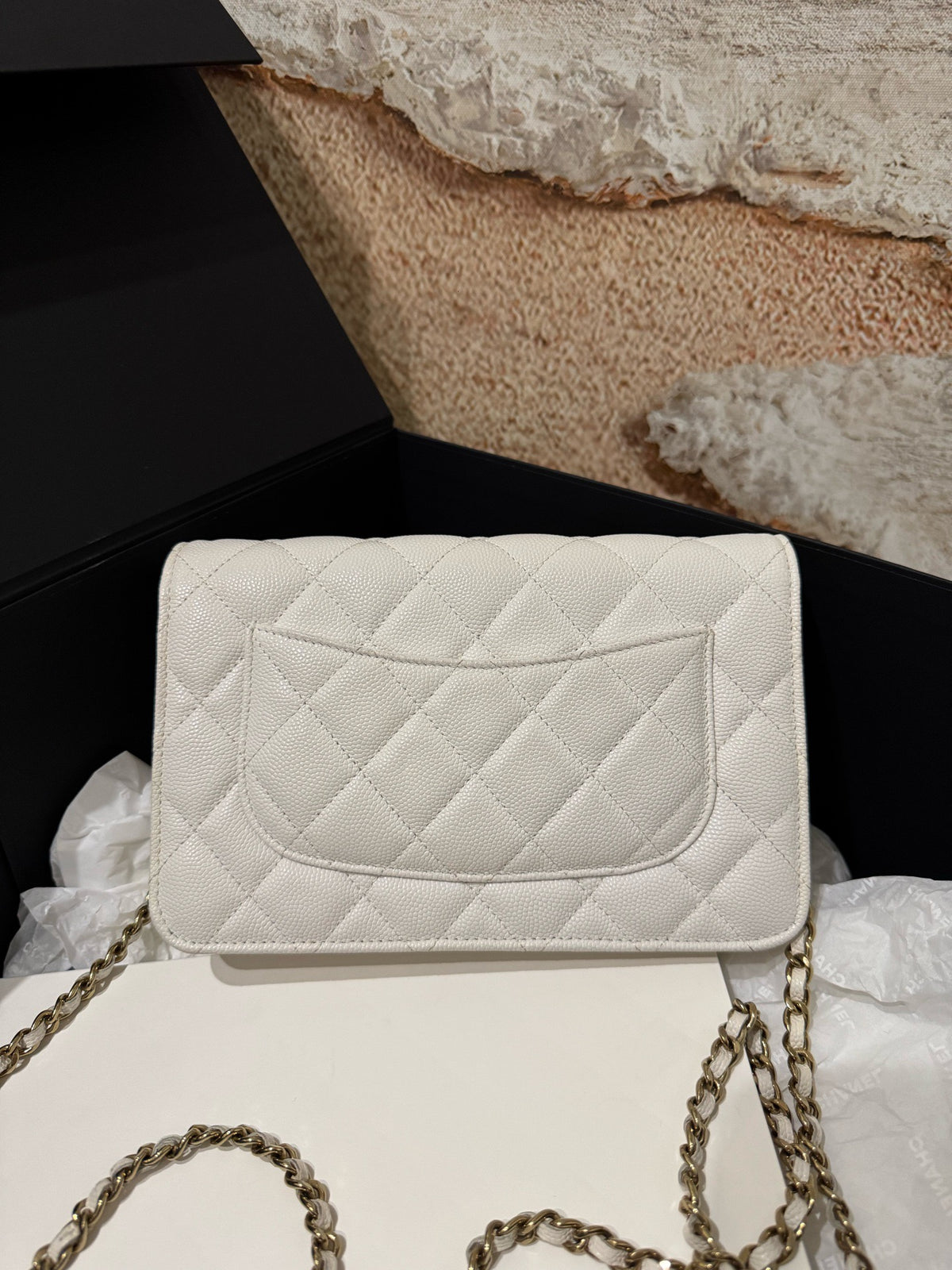 Chanel - Classic Flap Wallet on Chain - Leather - White - (small)