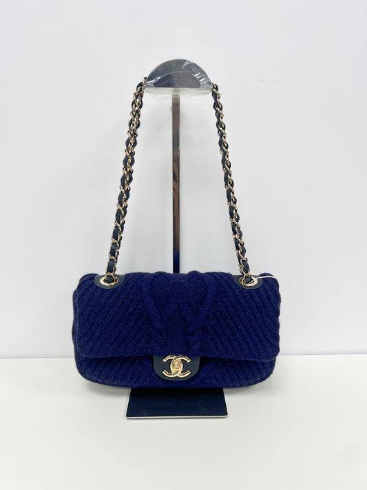 Chanel - Classic Flap - Wool - Blue - (small)