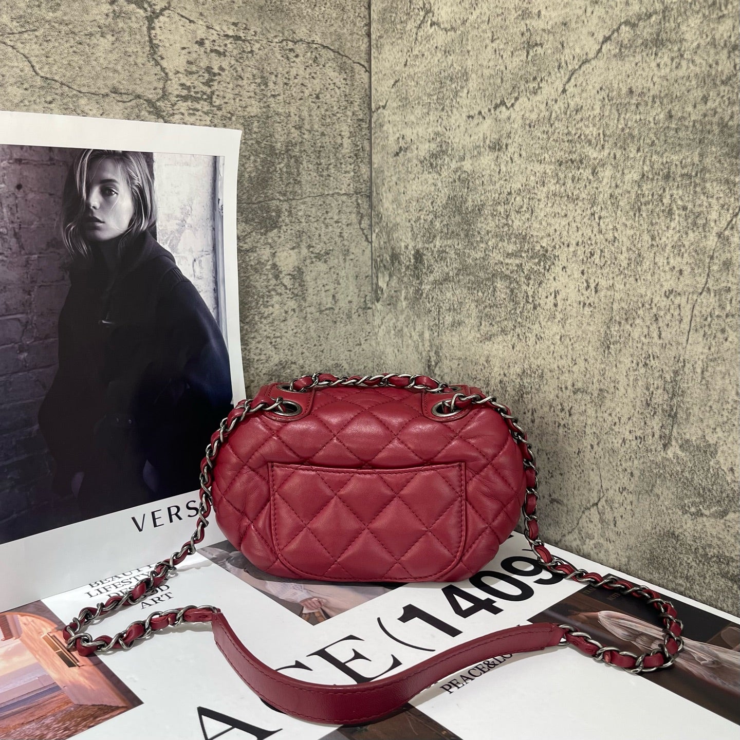 Chanel - Classic Mini Flap - Lambskin leather - Burgundy - (mini)