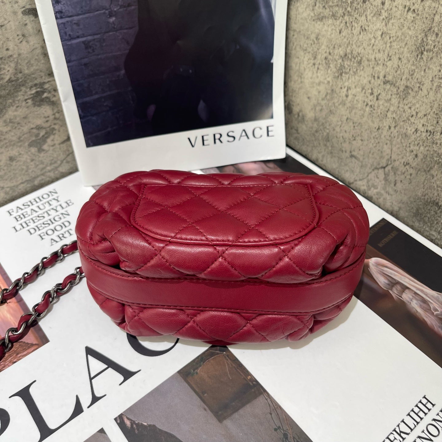 Chanel - Classic Mini Flap - Lambskin leather - Burgundy - (mini)