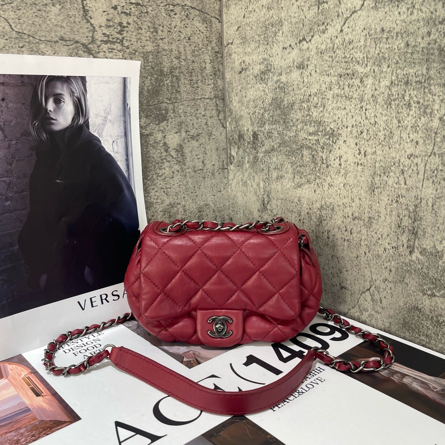 Chanel - Classic Mini Flap - Lambskin leather - Burgundy - (mini)