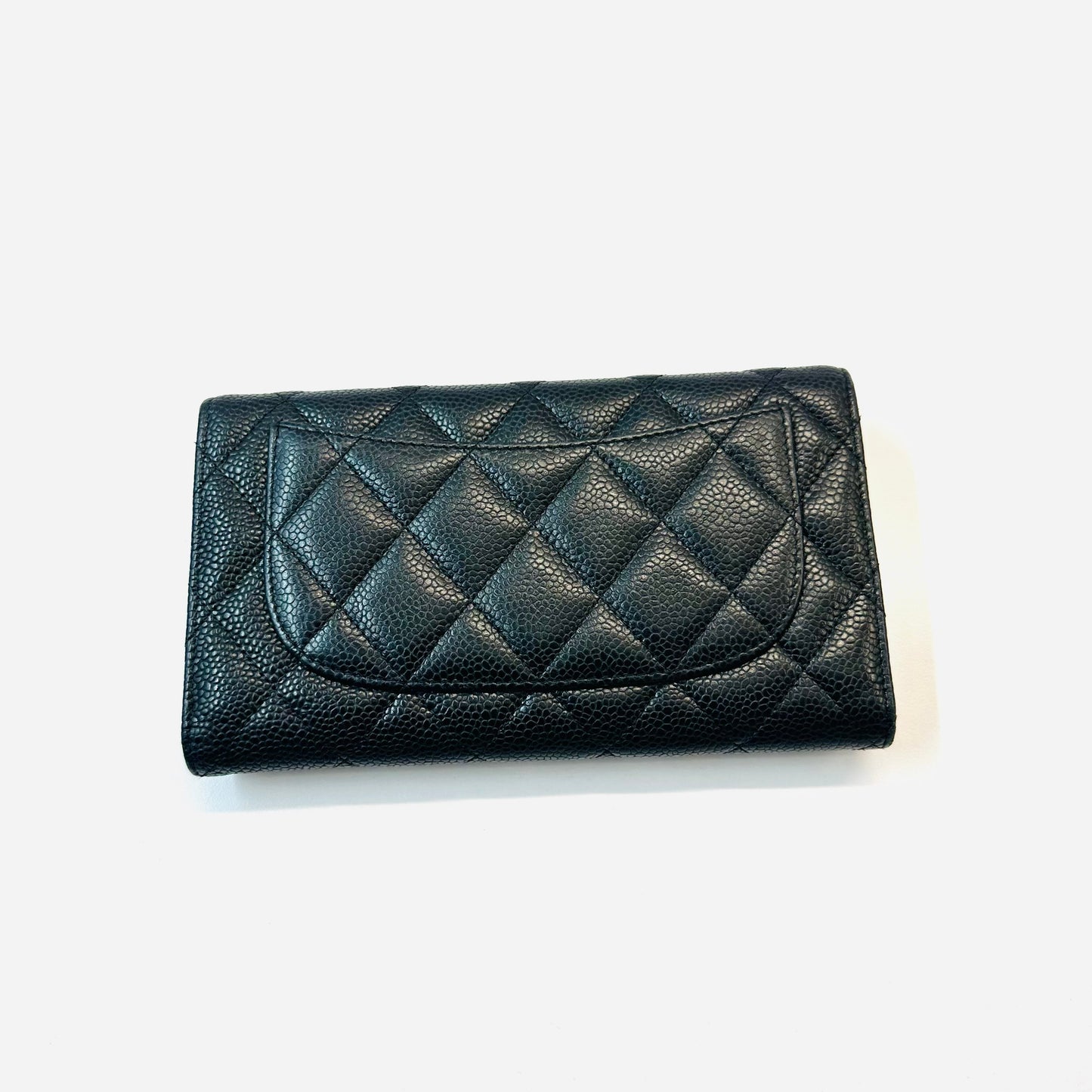 Chanel - Classic Quilted Long Folding Card Holder Wallet - Leather - Black