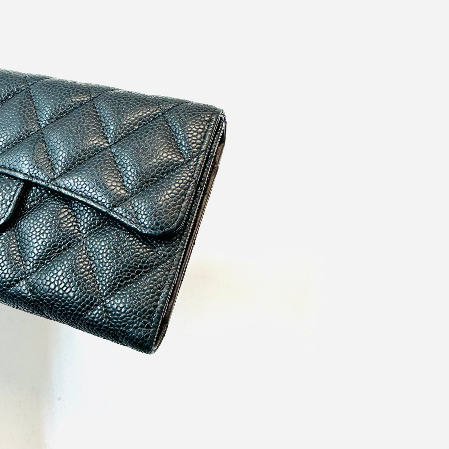 Chanel - Classic Quilted Long Folding Card Holder Wallet - Leather - Black