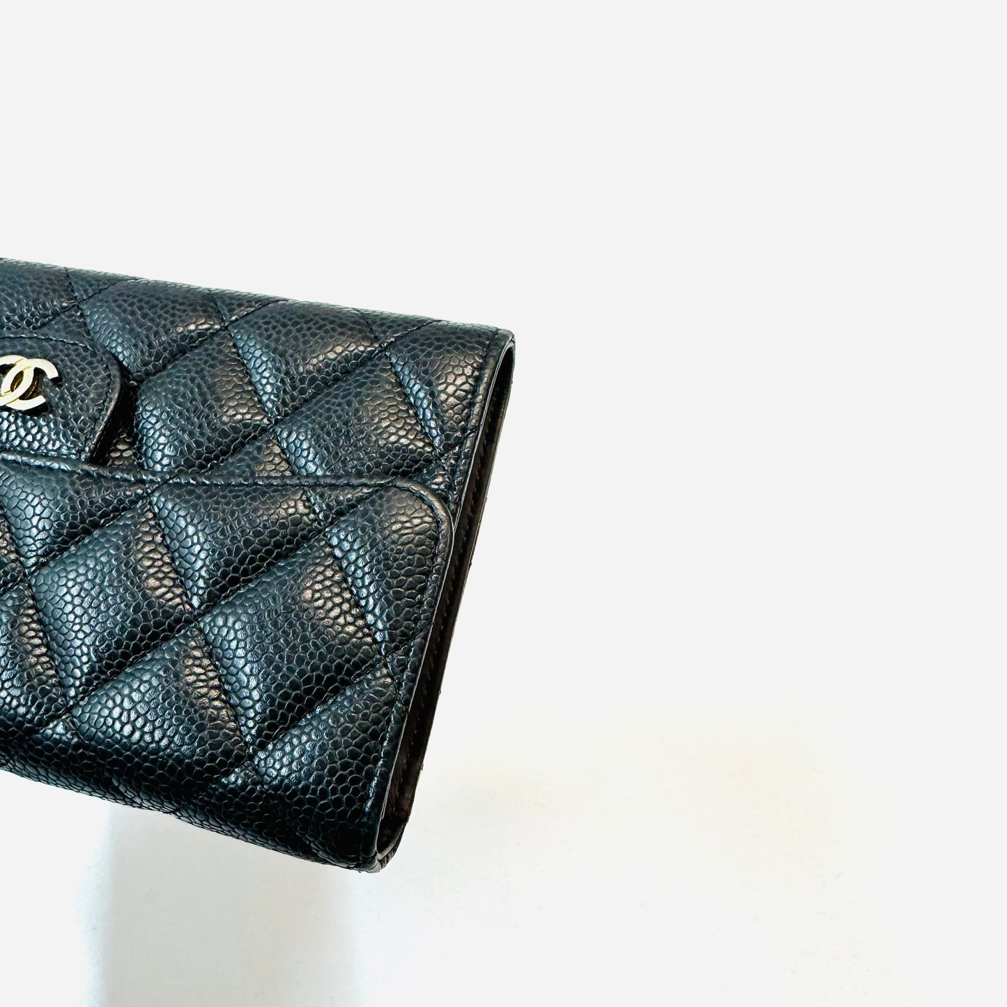 Chanel - Classic Quilted Long Folding Card Holder Wallet - Leather - Black