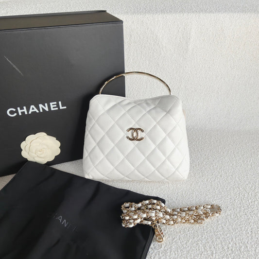 Chanel - Coco Crush Top Handle Mini Bag - Caviar leather - White with Gold-Tone Hardware - (mini)