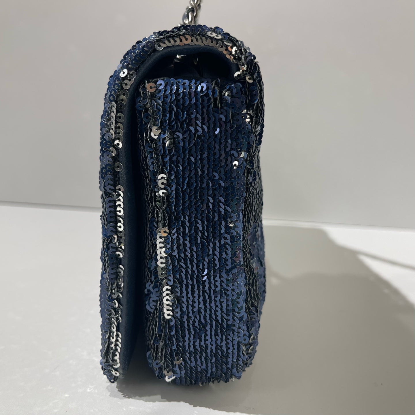 Chanel - Coco Cuba CF Flap Bag - Sequins with leather trim - Blue with Silver-Tone Hardware - (medium)