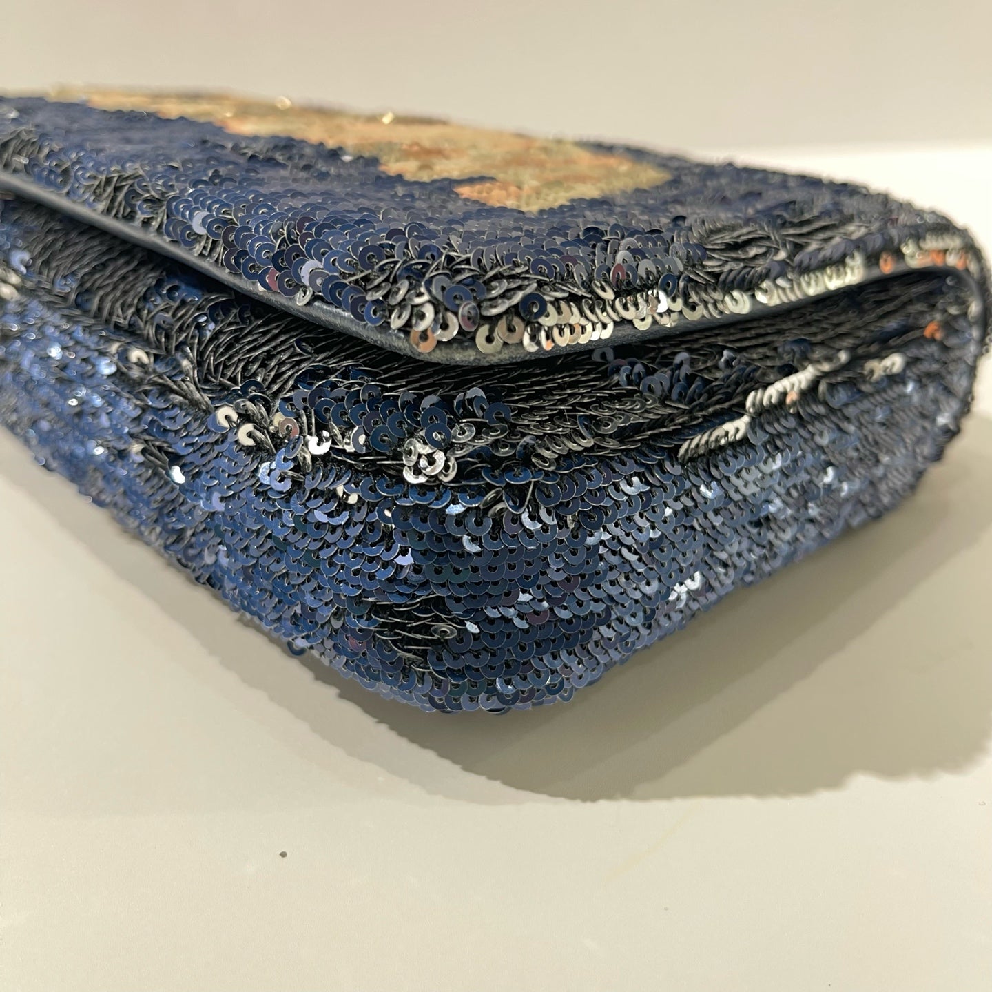 Chanel - Coco Cuba CF Flap Bag - Sequins with leather trim - Blue with Silver-Tone Hardware - (medium)
