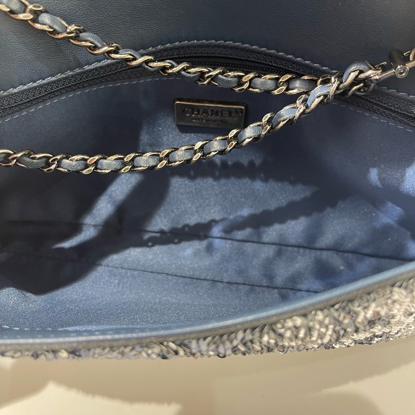 Chanel - Coco Cuba CF Flap Bag - Sequins with leather trim - Blue with Silver-Tone Hardware - (medium)