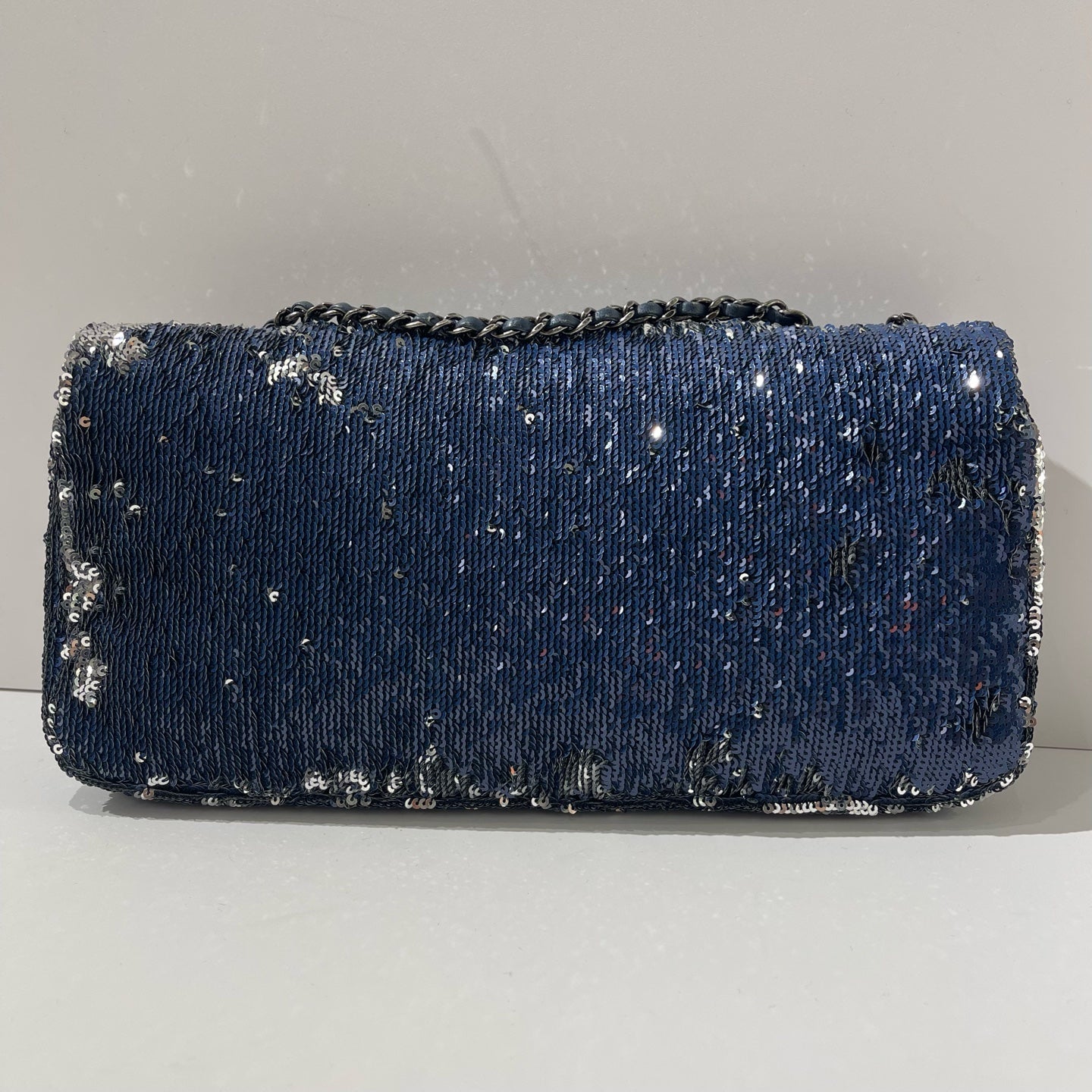 Chanel - Coco Cuba CF Flap Bag - Sequins with leather trim - Blue with Silver-Tone Hardware - (medium)