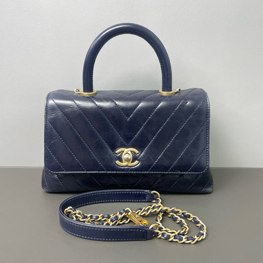 Chanel - COCO HANDLE - Leather - Navy - (mini)