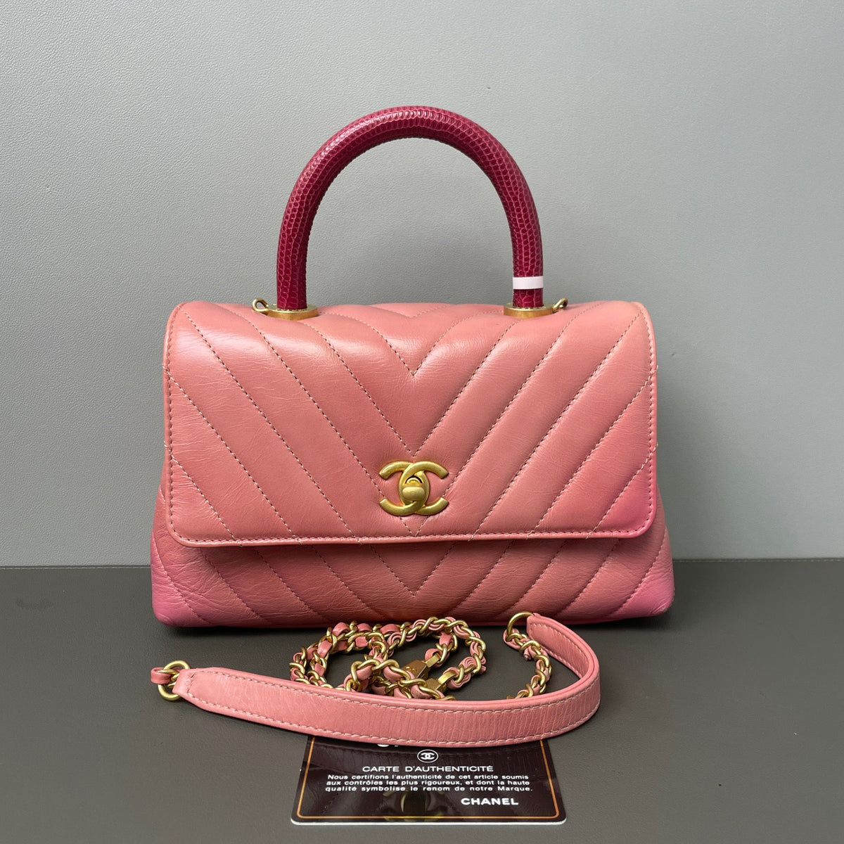 Chanel - Coco Handle - Lizard - Pink - (medium)