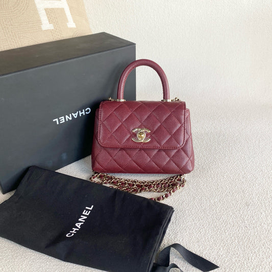 Chanel - Coco Handle Nano - Leather - Red - (mini)