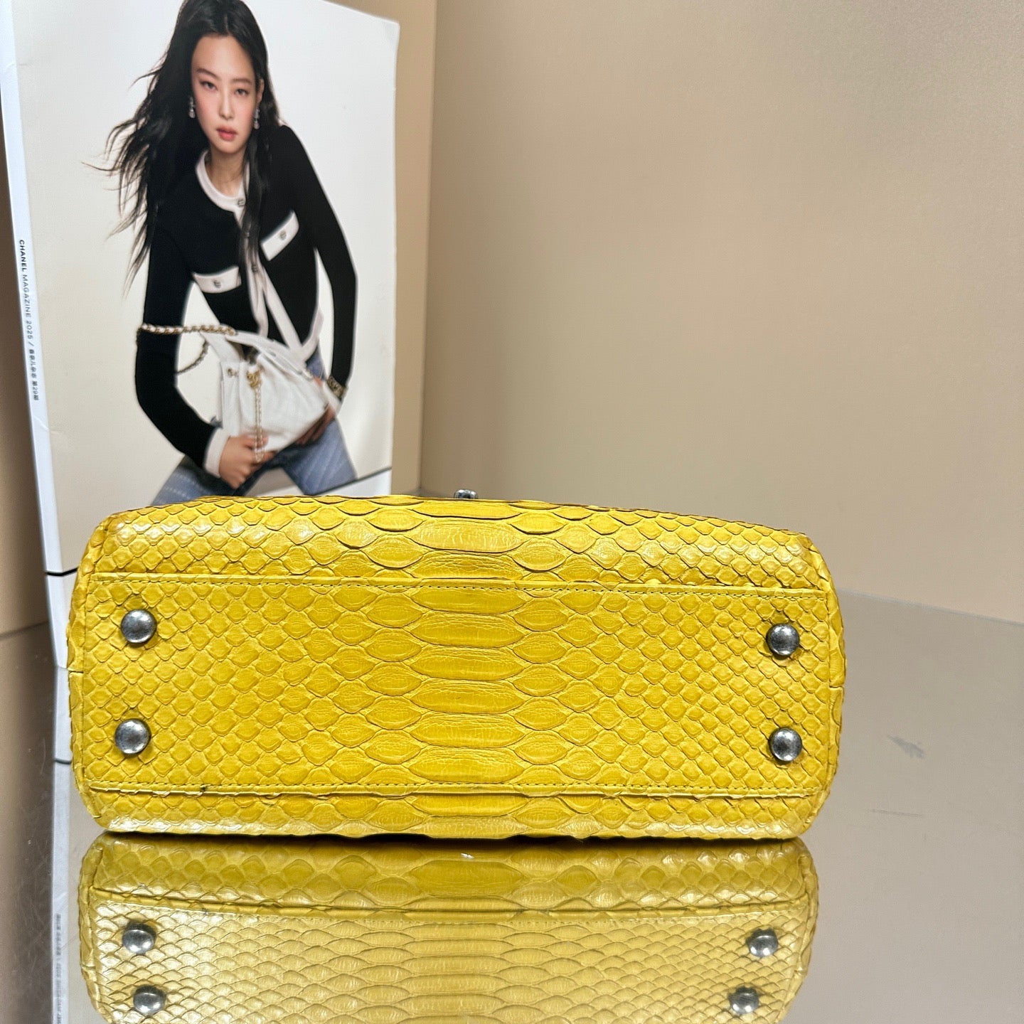 Chanel - Coco Handle - Python skin - Yellow with Silver-Tone Hardware - (Small)