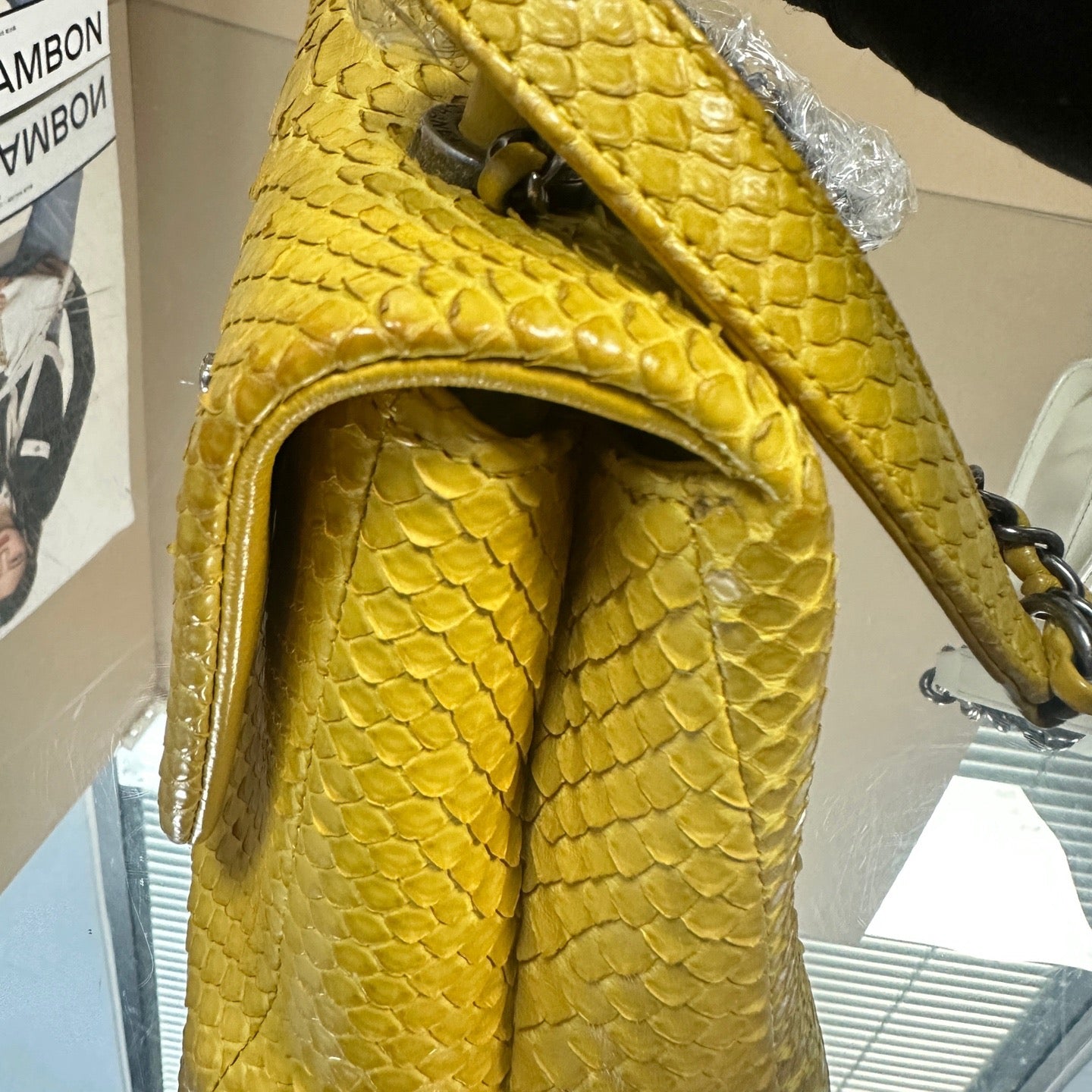 Chanel - Coco Handle - Python skin - Yellow with Silver-Tone Hardware - (Small)