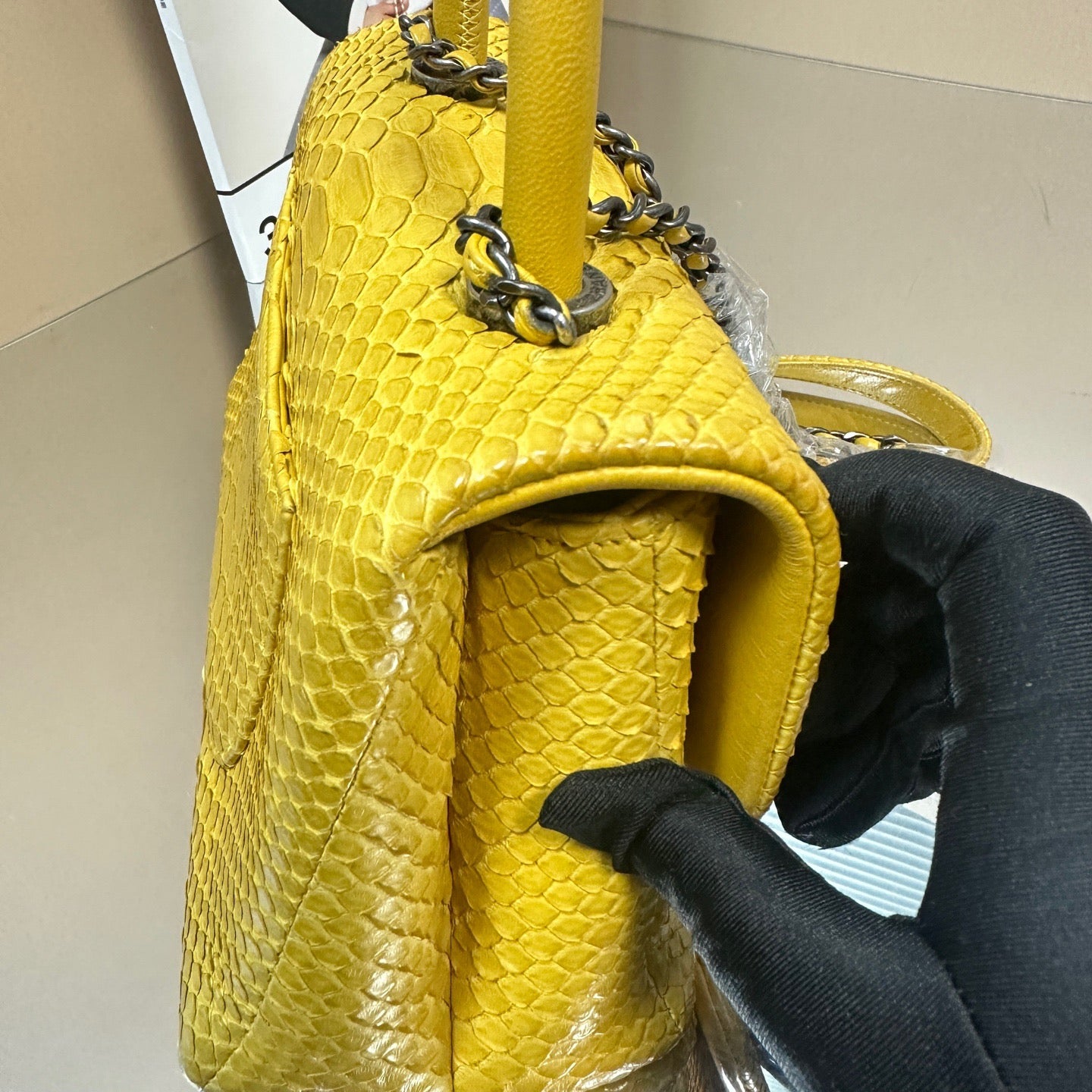 Chanel - Coco Handle - Python skin - Yellow with Silver-Tone Hardware - (Small)