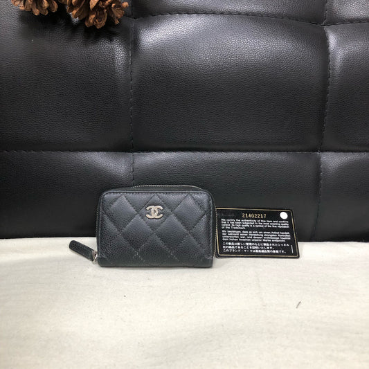Chanel - Coin Purse - Leather - Black - (small)