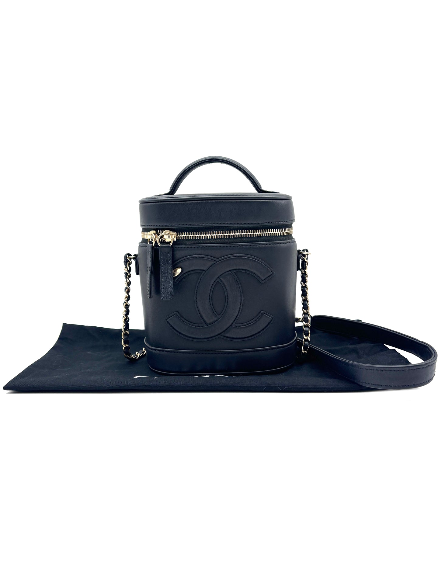 Chanel - Cosmetic Box Chain Bag - Leather - Black - (small)
