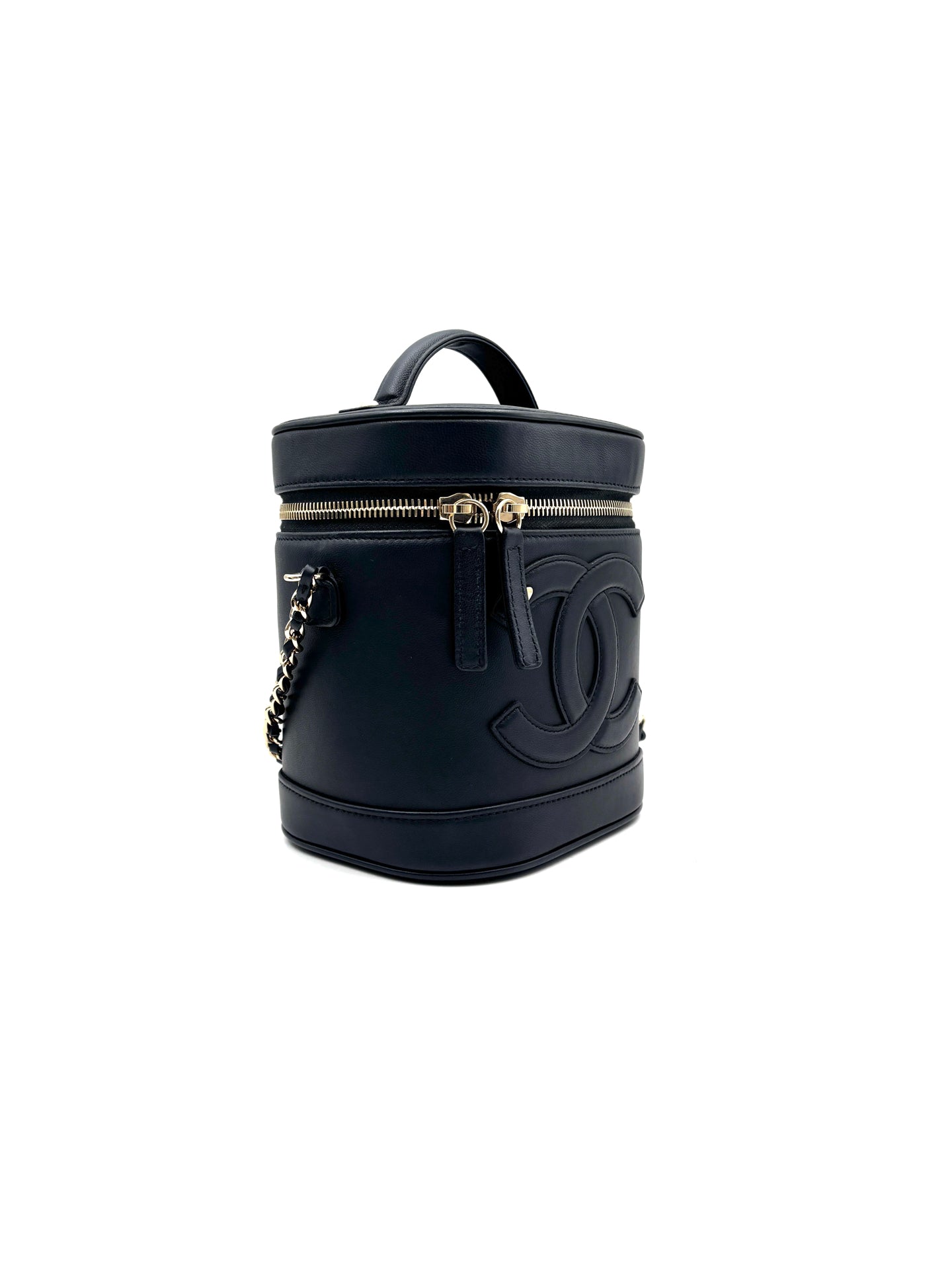 Chanel - Cosmetic Box Chain Bag - Leather - Black - (small)