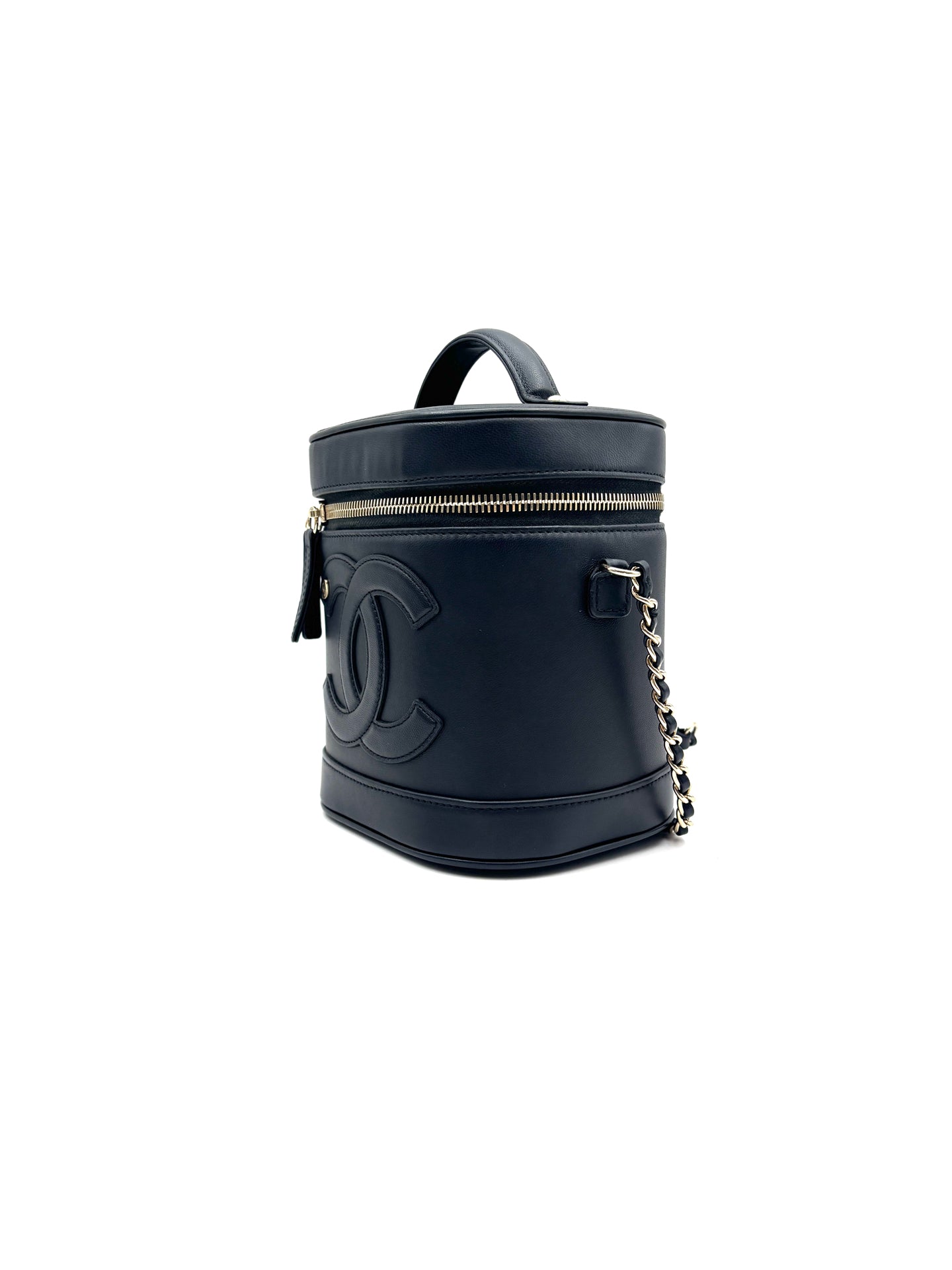 Chanel - Cosmetic Box Chain Bag - Leather - Black - (small)