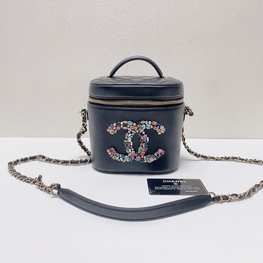 Chanel - Cosmetic Vanity Case - Lambskin leather - Black - (small)