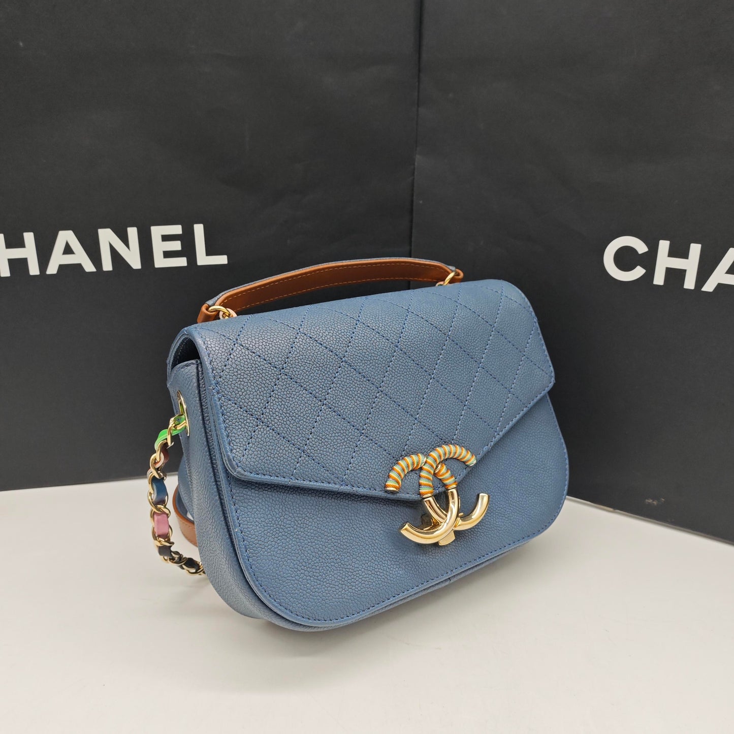 Chanel - Cuba Series Messenger Bag - Caviar leather - Blue - (Small)
