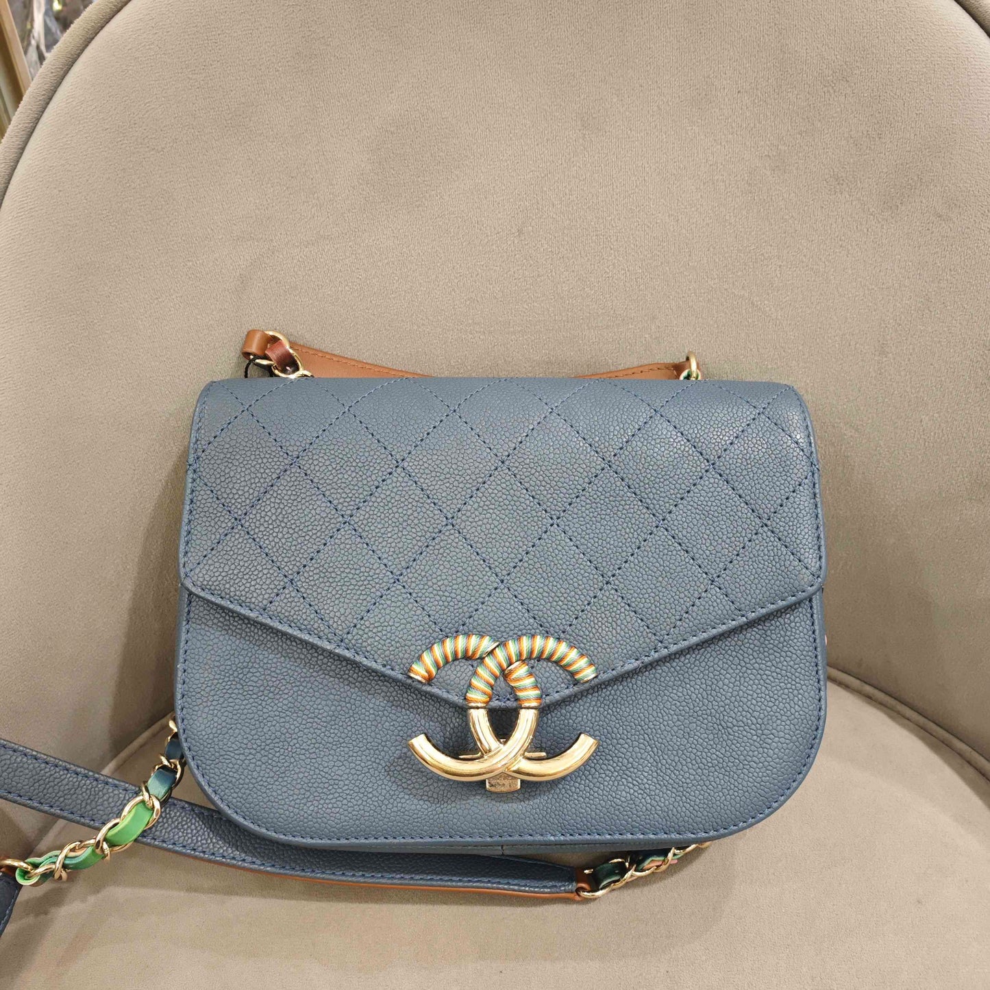 Chanel - Cuba Series Messenger Bag - Caviar leather - Blue - (Small)