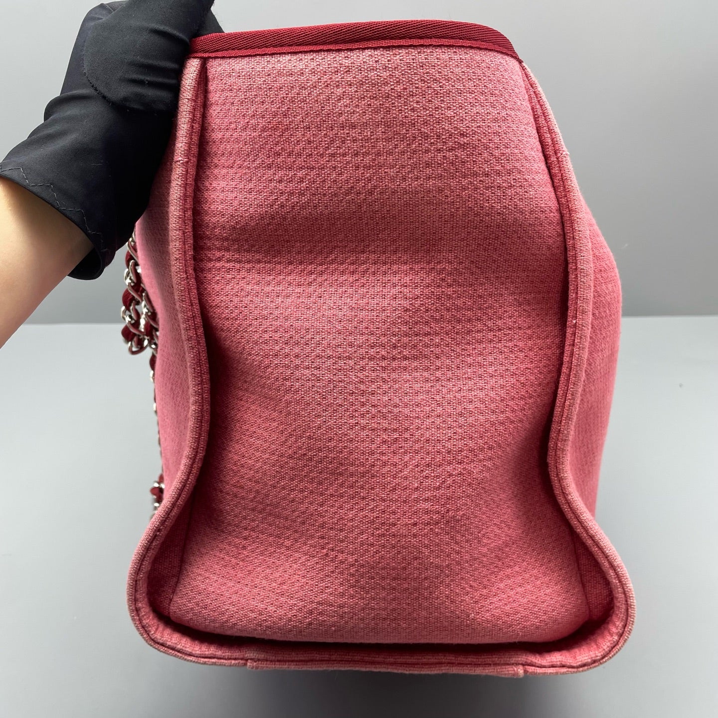 Chanel - Deauville Tote - Canvas with Leather trim - Watermelon Red - (Large)