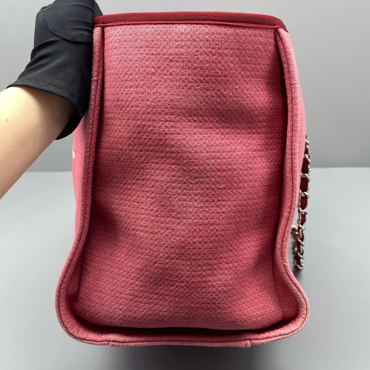 Chanel - Deauville Tote - Canvas with Leather trim - Watermelon Red - (Large)