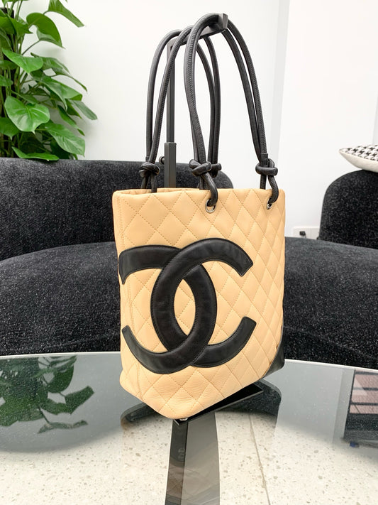 Chanel - Deauville Tote - Leather - Beige - (small)