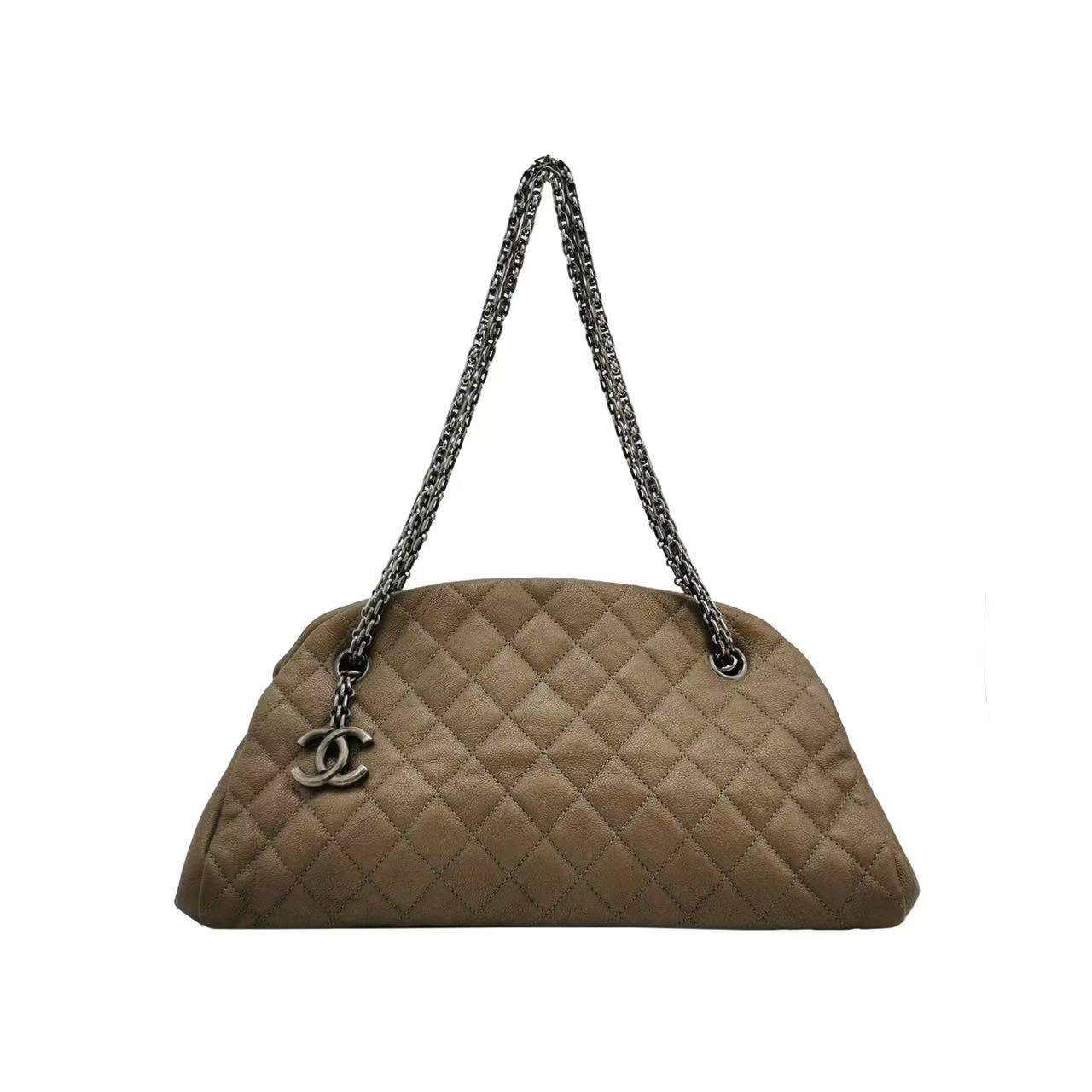 Chanel - Demi-Lune Bag - Aged calfskin leather - Metallic Bronze-Greige with Gunmetal-Tone Hardware - (Medium)