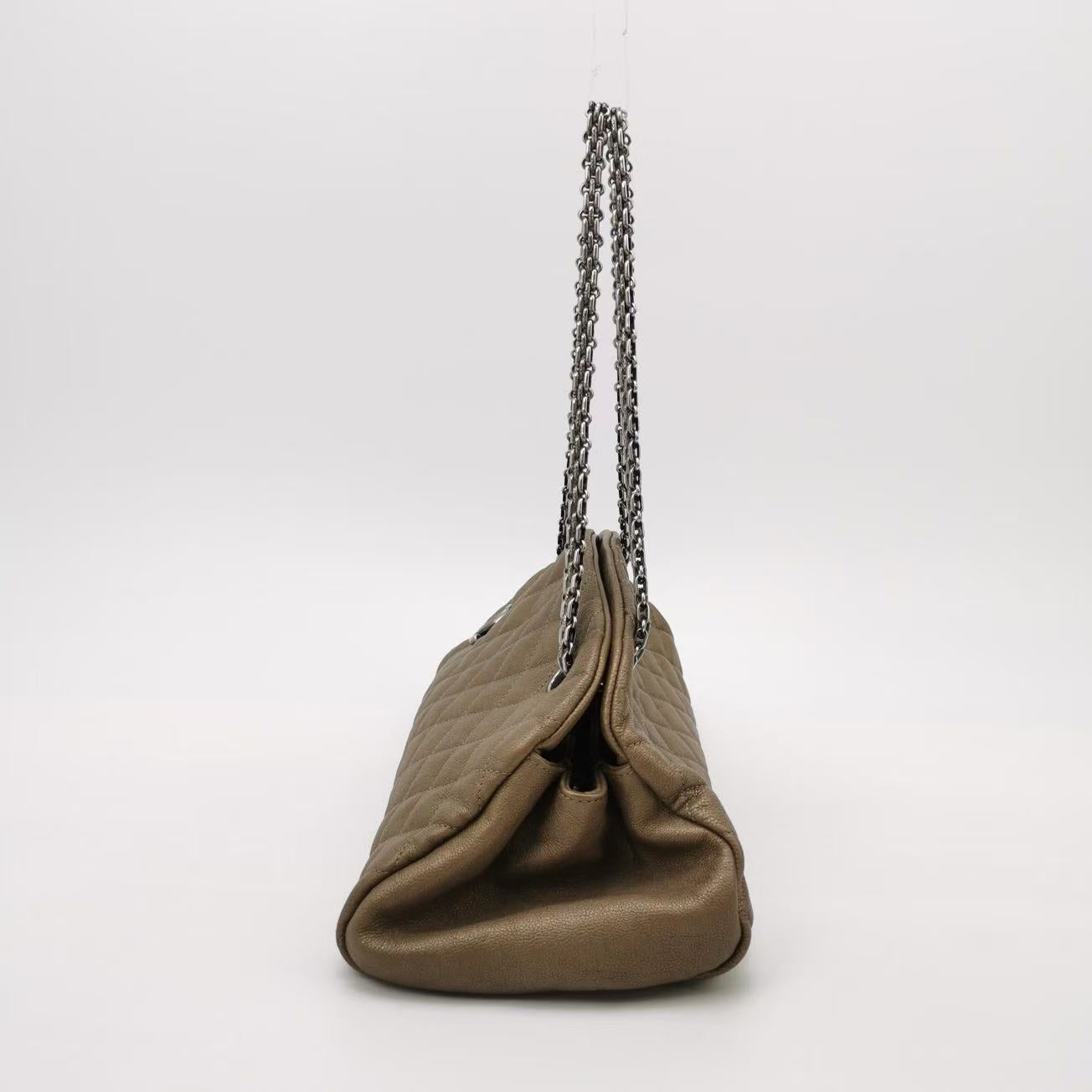 Chanel - Demi-Lune Bag - Aged calfskin leather - Metallic Bronze-Greige with Gunmetal-Tone Hardware - (Medium)