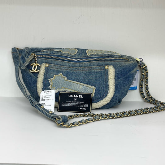 Chanel - Denim Waist Bag - Denim with faux fur trim - Blue - (small)